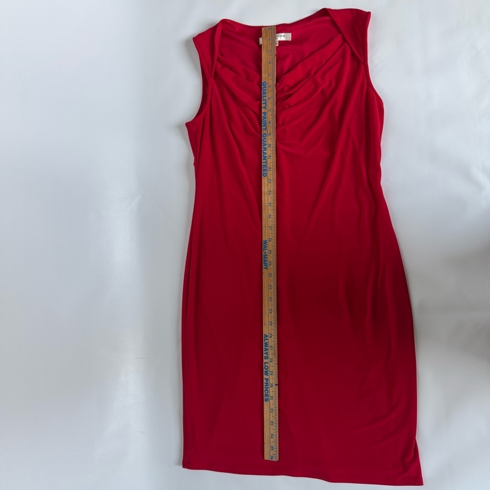 Evan Picone Woman’s Elegant Red Draped Neck Flattering Sheath Midi Dress 12 - Picture 11 of 15